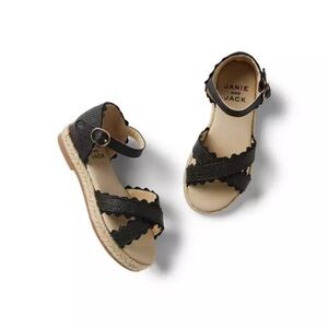 Janie & Jack Black Ric Rac Espadrille Sandals